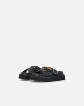 Sandali slide in nappa intrecciata con anelli metallici - | Pinko