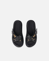 Sandali slide in nappa intrecciata con anelli metallici - | Pinko