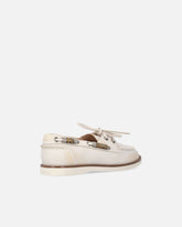 Leather moccasins with jewel details - | Pinko