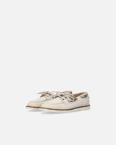 Leather moccasins with jewel details - | Pinko
