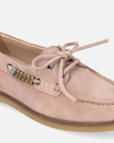 Suede moccasins with jewel details - | Pinko