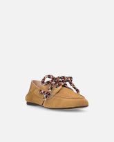 Mokassins aus Wildleder mit mehrfarbigen Schnürsenkeln - | Pinko