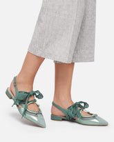 Slingback ballerinas with ties - Sage Green | Pinko