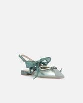 Slingback ballerinas with ties - Sage Green | Pinko