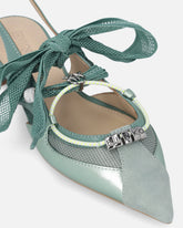 Slingback ballerinas with ties - Sage Green | Pinko