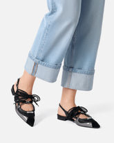 Ballerines slingbacks à lacets - Noir | Pinko