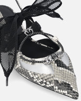Slingback ballerinas with python print and ties - Grey | Pinko