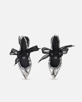 Slingback ballerinas with python print and ties - Grey | Pinko