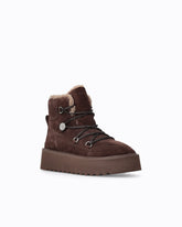 Bottines en daim doublées de fourrure synthétique - Marron | Pinko