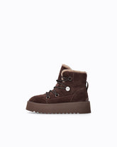 Bottines en daim doublées de fourrure synthétique - Marron | Pinko