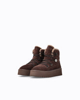 Bottines en daim doublées de fourrure synthétique - Marron | Pinko