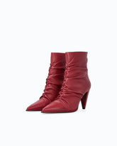 Nappa leather ankle boots with high heel and pointed toe - Red | Pinko