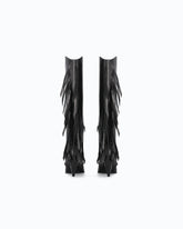 Botas altas de napa con tacón y flecos - | Pinko