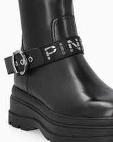 Leather ankle boots with strap - Black | Pinko
