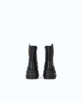 Leather combat ankle boots with logo rings - Black | Pinko