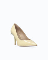 Leather court shoe with logo on the heel - Trasparente | Pinko