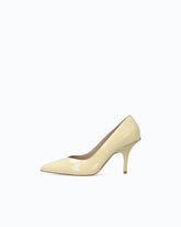 Leather court shoe with logo on the heel - Trasparente | Pinko