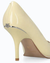 Leather court shoe with logo on the heel - Trasparente | Pinko