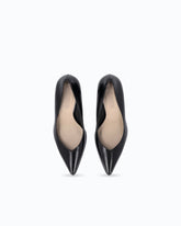 Décolleté in pelle con logo sul tacco - Nero | Pinko