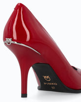 Décolleté in pelle effetto vernice - Rosso | Pinko