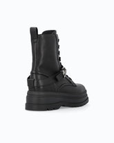 Leather combat boots with strap - Black | Pinko
