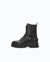 Leather combat boots with strap - Black | Pinko