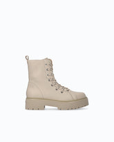 Leather ankle boot with lug sole - Beige | Pinko