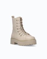 Leather ankle boot with lug sole - Beige | Pinko