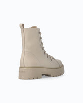 Leather ankle boot with lug sole - Beige | Pinko