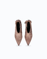 Bottines en daim à talons et franges - | Pinko