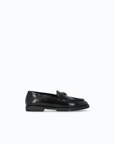 Ledermokassin mit Logo und Kampfstiefel-Sohle - Schwarz | Pinko
