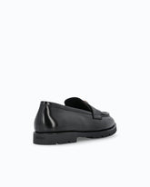 Mocassin en cuir avec logo et semelle crantée - Noir | Pinko