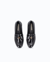 Mocassin en cuir avec logo et semelle crantée - Noir | Pinko