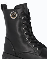 Rangers en cuir avec logo Love Birds - Noir | Pinko
