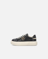 Sneakers flatform con suola alta e logo in metallo - | Pinko