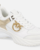 Ariel leather-effect sneakers with mirror detailing - | Pinko