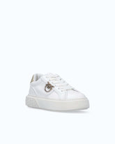 Leather sneakers with Love Birds logo - White | Pinko