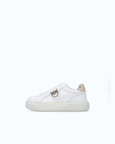 Leather sneakers with Love Birds logo - White | Pinko