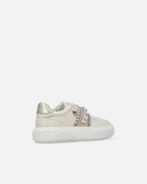 Sneakers slip-on in pelle con banda gioiello - | Pinko