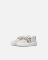 Sneakers slip-on in pelle con banda gioiello - | Pinko