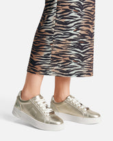 Laminated sneakers with logo - Beige | Pinko