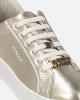 Laminated sneakers with logo - Beige | Pinko