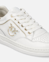 Leather sneakers with Love Birds logo - | Pinko