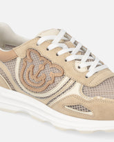 Mesh and suede sneakers with Love Birds logo - | Pinko