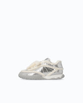 Sneakers en cuir avec détails en fourrure synthétique - Gris | Pinko