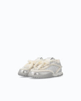 Sneakers en cuir avec détails en fourrure synthétique - Gris | Pinko
