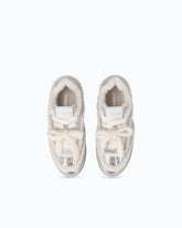 Sneakers en cuir avec détails en fourrure synthétique - Gris | Pinko