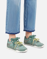 Sneakers with double laces and logo details - Sage Green | Pinko