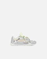 Laminated sneakers with double laces and jewel details - Silver | Pinko