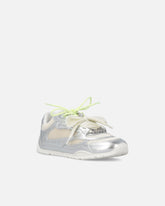 Laminated sneakers with double laces and jewel details - Silver | Pinko